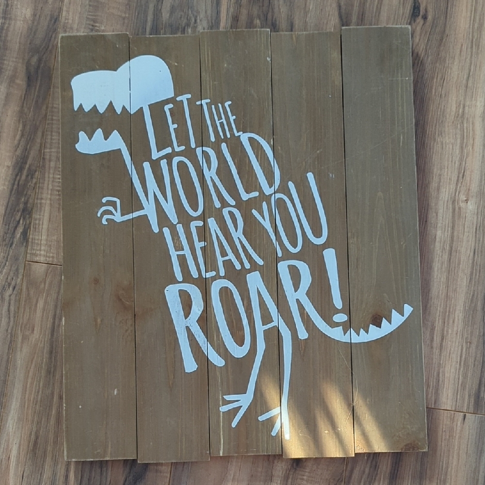 Dinosaur Wall Art with Inspirational Quote - Brown and White